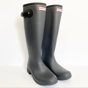 Hunter Tall Grey Matte Waterproof Rain Boots 8 New